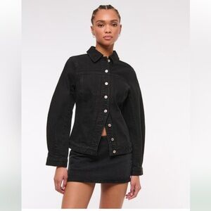 Abercrombie & Fitch black Slim Barrel Sleeve Denim Jacket size XS